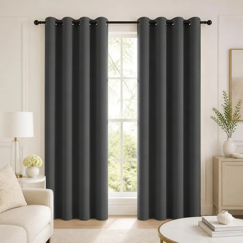 Vista 292 de Deconovo Cortinas opacas 100% con forro negro, cortinas con ojales aisladas térmicamente que reducen el ruido, doble capa para oscurecer