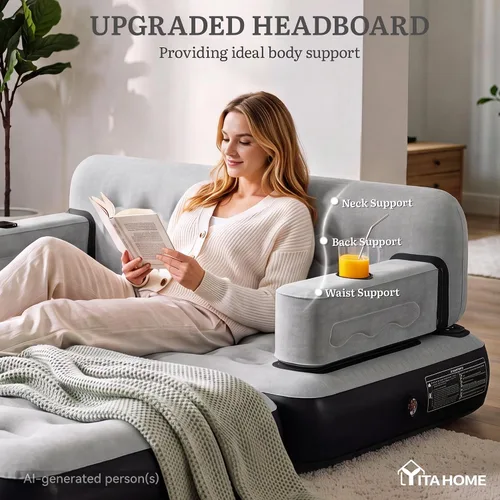 Vista 5 de YITAHOME Queen - Colchón vertical acanalado para sofá cama, gris
