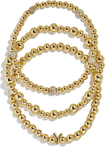Vista 27 de BaubleBar Juego de pulsera Pisa para mujer, tres pulseras de cuentas chapadas en oro, joyería de moda, regalo de moda