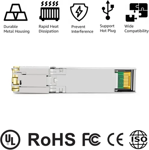 Vista 4 de Módulo transceptor de cobre 10GBASE-T SFP+ RJ45 compatible con Arista SFP-10GE-T 10G SFP+ 98.4 ft Cat6a/7