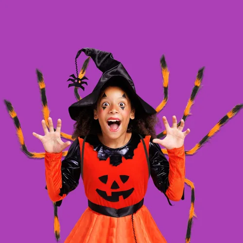 Vista 7 de Halloween Spider Backpack Spiderweb Headband Costume Halloween Giant Spider Decorations Funny Candy Bag