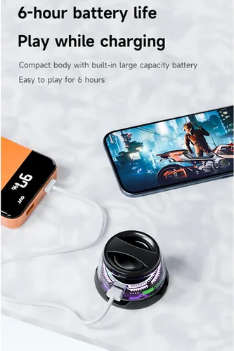 Vista 8 de Yaslayp Altavoz Bluetooth magnético multifuncional G200 con luz RGB, altavoz magnético inalámbrico impermeable para teléfonos, tabletas