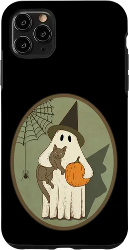 Vista 13 de iPhone 16 Vintage Ghost with Cat Halloween Graphic Case