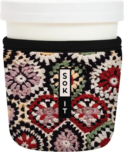 Vista 80 de Sok It IceCreamSok Cubierta de Neopreno Aislante (Floral Abstracto, Pintas de Helado Rectas)