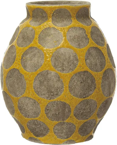Vista 7 de Creative Co-Op Jarrón terracota con puntos de alivio de cera y asas