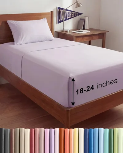 Vista 65 de Sábanas individuales de bolsillo extra profundo, sábanas transpirables y refrescantes de 3 piezas, juego de sábanas de lujo para hotel, suaves, sin