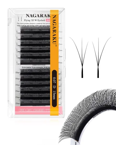 Vista 233 de NAGARAKU Extensiones de pestañas prefabricadas en abanico 3D W 0.05 C 0.315 0.05-C 3D W