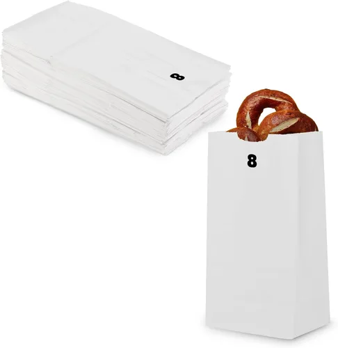 Vista 10 de MT Products Bolsas de papel kraft de 8 libras. Bolsas de almuerzo de papel desechables perfectas para ir de compras - Paquete de 100