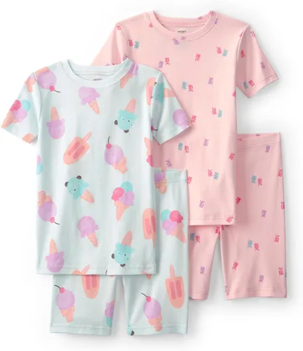 Vista 21 de Carter's Conjunto de pijama de algodón ajustado de 4 piezas para niña Pollo Country Green