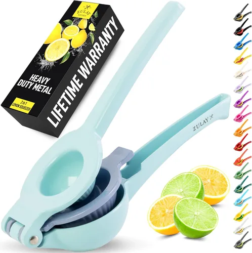 Vista 9 de Zulay Kitchen Exprimidor de limón 2 en 1 de metal, exprimidor de mano de extracción máxima resistente, exprimidor de limón que recibe hasta