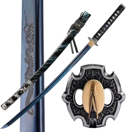 Vista 11 de Espada katana japonesa hecha a mano, auténtica, forjada a mano, espadas samurai de acero de alto carbono 1060 para artes marciales, colección