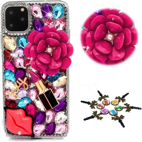 Vista 10 de Sparkle - Funda para teléfono compatible con iPhone 11, elegante, hecha a mano en 3D, con diseño de diamantes de imitación, diseño de diamantes