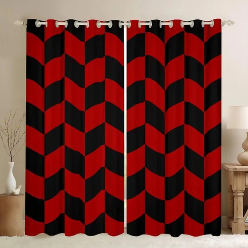 Vista 32 de Feelyou Beige Brown and White Curtains for Bedroom Living Room Modern Geometric Blackout Shades Abstract Checkered Room Darkening Curtain Rhombus