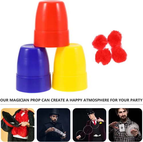 Vista 4 de TOYANDONA Trick Cups Balls 30 piezas de accesorios de fiesta herramientas para niños, juguetes para niños, tazas de magia, tazas y bolas de punto