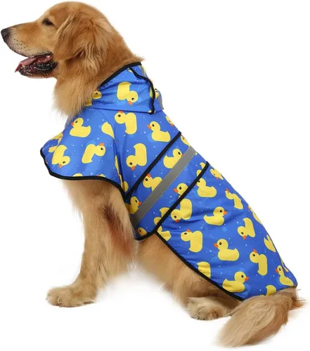 Vista 29 de HDE - Impermeable protector con capucha para perros y cachorros, tallas de la S a la XL (diseño de patos de goma, talla S)