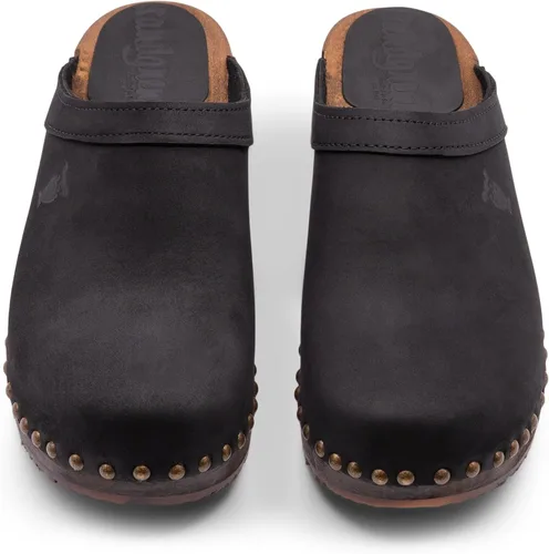Vista 6 de Sandgrens Zuecos de madera sueca hechos a mano para mujer, Mule de tacón bajo Atenas