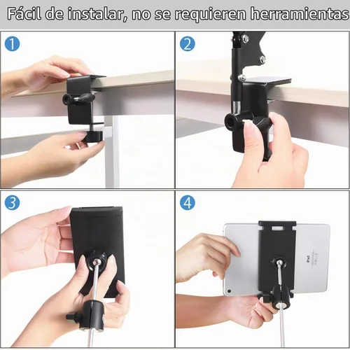 Vista 7 de SAMHOUSING Soporte para tableta para cama, soporte de montaje para cama giratorio de 360 grados con brazo de aluminio para iPad, iPhoneXS, N-Switch