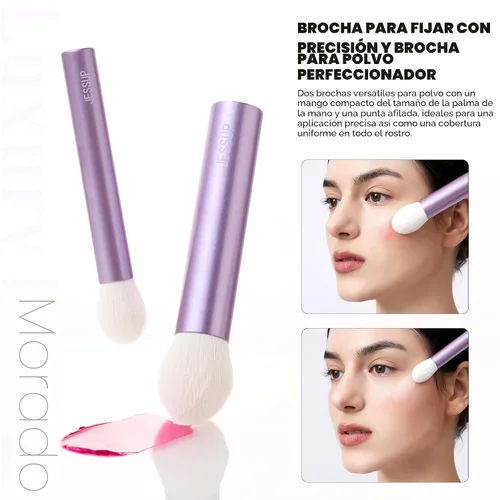 Vista 4 de Jessup Kabuki - Juego de 4 brochas esenciales para la cara, para base de contorno de rubor e iluminador, fibra sintética ultrasuave, libre