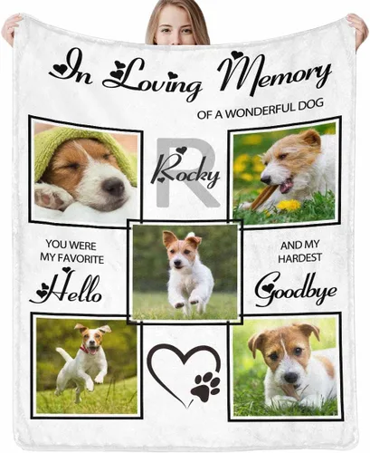 Vista 19 de Artsadd Manta conmemorativa personalizada con fotos para la pérdida de perros y gatos, manta conmemorativa personalizada, regalos de memoria amorosa