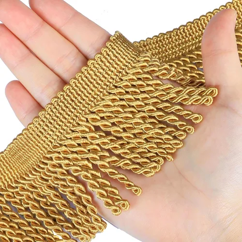 Vista 13 de Cortina de flecos de lingotes de 5 yardas/2.5 pulgadas, adornos de tela con flecos para el hogar, accesorios de costura para manualidades, ropa
