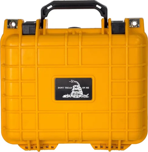 Vista 4 de Eylar Don't Tread On Me Hard Pistol Case 10.62 x 9.68 x 6.87 pulgadas (amarillo, compacto profundo 2 pistolas)