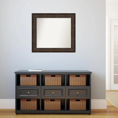 Vista 223 de Amanti Art Espejo de pared personalizado no biselado (25 x 25 pulgadas), marco de bronce acentuado, varios tamaños personalizados, espejo de baño
