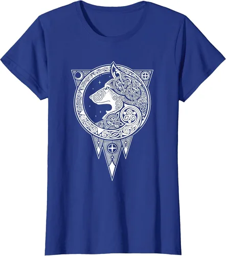 Vista 39 de Viking Fenris Wolf - Camiseta de mitología nórdica con símbolo de Fenrir Asphalt Grey