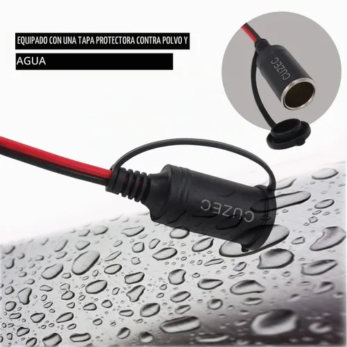Vista 5 de CUZEC Enchufe de cable de extensión de 12 V/24 V con abrazadera de batería de 4.9 pies / 4.9 ft 16 AWG con clip de batería y adaptador