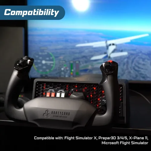 Vista 6 de Honeycomb Alpha Flight Controls Yoke con panal aeronáutico Bravo acelerador Quadrant Bundle 2 artículos