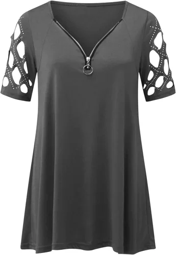 Vista 2 de Women's Top T Shirt Short Sleeve Casual Summer Outdoors Blouse Women Outer Wear Heart Print Tees & Blouses Tank Tunic Top