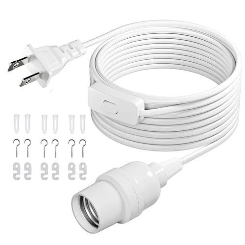 Vista 20 de DiCUNO Cable de extensión de linterna colgante E26, lámpara de control de interruptor de cable en línea para enchufar y apagar, 6.6 pies, negro
