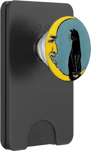 Vista 7 de PopSockets Grip and Stand para teléfonos y tabletas con diseño de gato y luna