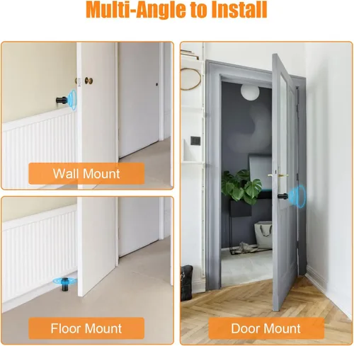 Vista 5 de Tope de puerta de piso de 2.5 pulgadas, cilíndrico negro, topes de puerta de goma modernos comerciales decorativos para puerta, protector de pared