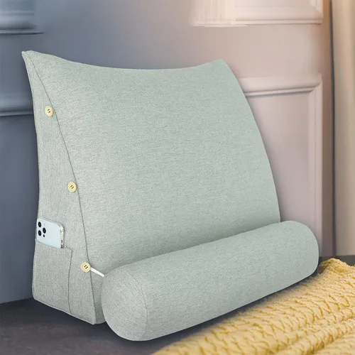 Vista 16 de Almohada de Cabecero de Cuña Tamaño Completo Almohada Grande de Bulto para Cama Almohada de Lectura Triangular Almohada de Apoyo para la Espalda