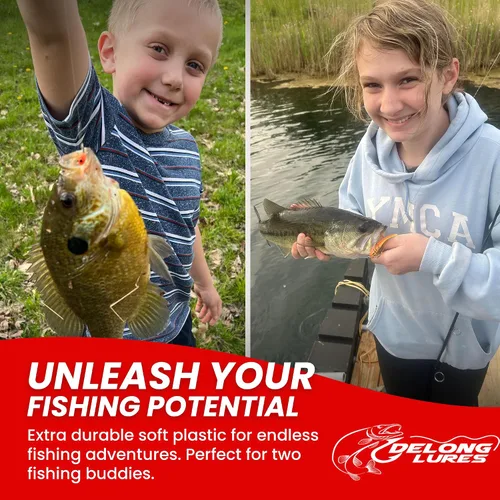 Vista 6 de DeLong Lures Paquete de 20 señuelos de pesca para niños, kit de señuelos preaparcados fáciles de usar para Bluegill, Bass y Crappie, cebos