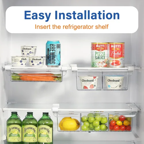 Vista 4 de Organizador extraíble de cajones para refrigerador, contenedores de almacenamiento debajo del estante para organización de refrigerador para frutas