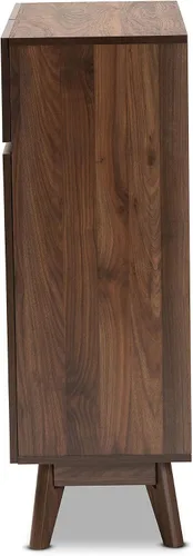 Vista 5 de Baxton Studio Hartman Mid-Century - Gabinete moderno de madera con acabado marrón nogal