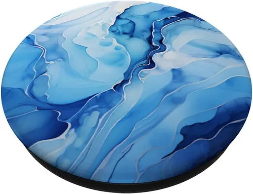 Vista 2 de PopSockets estándar PopGrip con piedra gemóloga calcedonia azul de ágata de hielo