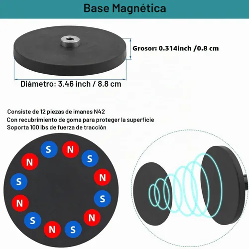 Vista 3 de Mippko Soporte magnético para teléfono, soporte de teléfono resistente para camión, tractor, montacargas, barcos, vehículos de motor, compatible