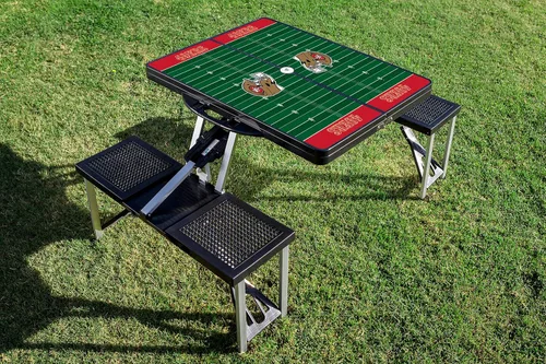 Vista 2 de Picnic TIME NFL Football Field Folding Picnic Table, Camping Table, Outdoor Table with Umbrella Hole Negro