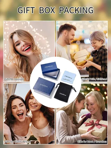 Vista 7 de ChicSilver Collar de plata de ley 925 con forma de corazón, redondo, pera, esmeralda, piedra natal simulada, regalo de cumpleaños para mujeres