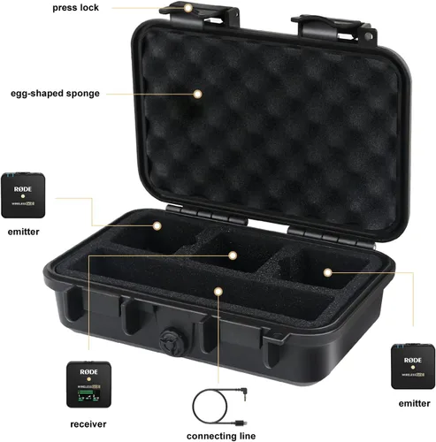 Vista 3 de Liyirui - Funda de micrófono inalámbrico Lavalier con espuma, funda portátil para micrófono inalámbrico GO II de doble canal, compacto digital
