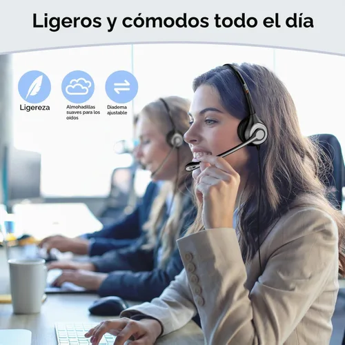 Vista 8 de Auriculares con micrófono, auriculares USB con micrófono para PC, auriculares de computadora con micrófono de cancelación de ruido con función