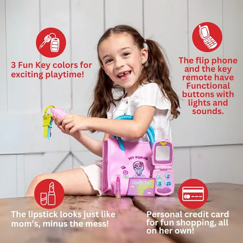 Vista 4 de Dress-Up-America Bolso para Niños Pequeños - Bolso de Juego de Simulación para Niños - Juguetes de Juego de Simulación para Niñas Pequeñas Edades