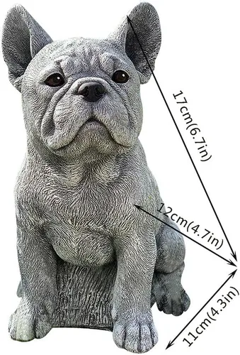 Vista 2 de Yosoo Estatua de perro, estatua de bulldog francés, escultura de animales de jardín para decoración de jardín, césped al aire libre, gnomo, patio