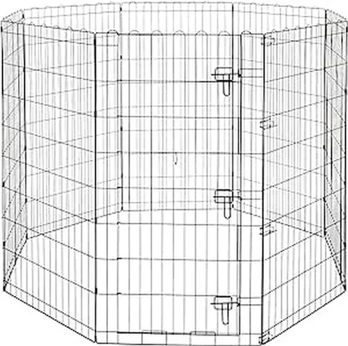 Vista 12 de Amazon Basics: cerca plegable de metal para mascotas, con puerta, 60 x 60 x 24 pulgadas, color negro.