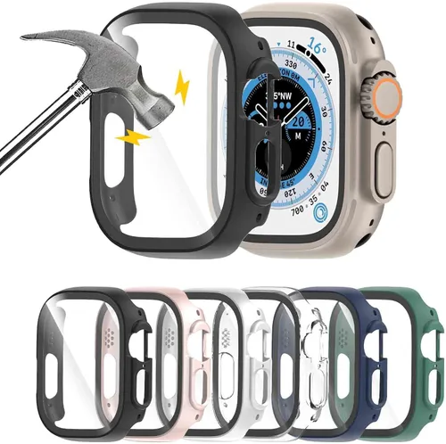 Vista 8 de Juego de 6 fundas para Apple Watch 40 mm SE 2 (2024) Series 6, Series 5, Series 4 con protector de pantalla de vidrio templado, funda protectora