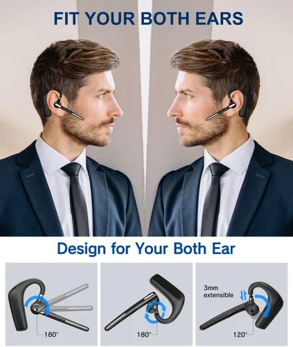 Vista 4 de [Usado] Kendir Auriculares Bluetooth V5.4, Auriculares inalámbricos Bluetooth con CVC8.0 Micrófono dual Cancelación de ruido 110 horas de tiempo