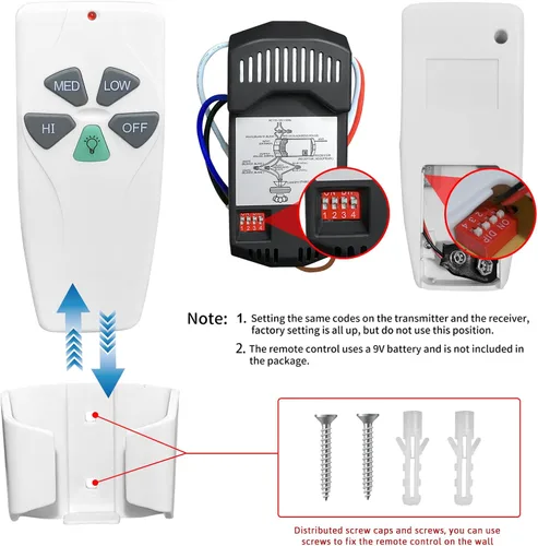 Vista 4 de Ventilador de techo mando a distancia FAN53T de repuesto, reemplazo del transmisor L3HFAN11T L3HFAN35T1 KUJCE9103 CHQ8BT7030T CHQ7030T UC7030T