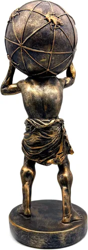 Vista 8 de Estatua de bronce del atlas griego que sostiene el mundo, estatua grande de escultura en casa, oficina, sala de estar, escritorio, decoración